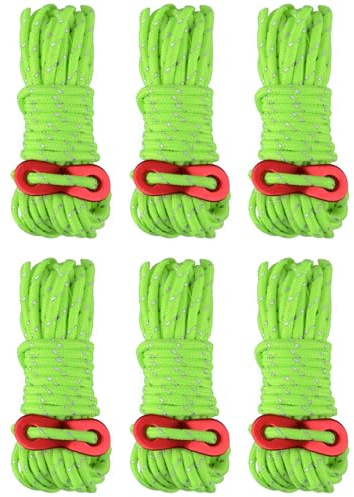 TRIWONDER Reflektierende Abspannseile mit Seilspanner 4m, Φ 4mm Nylonschnur Paracordseil für Zelt, Zeltplane, Camping (Fluoreszierendes Grün)