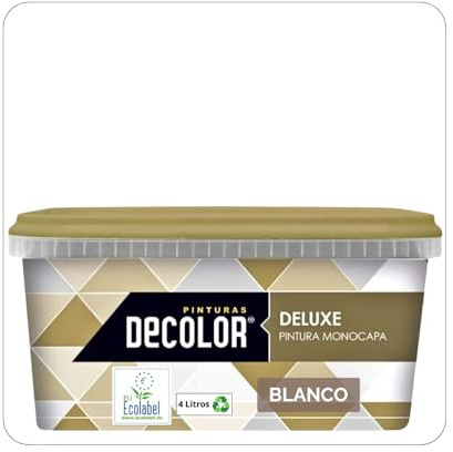 DELUXE Pintura de Interior Monocapa Mate. 4 Litros. Ecológica con Certificado Ecolabel. BLANCO