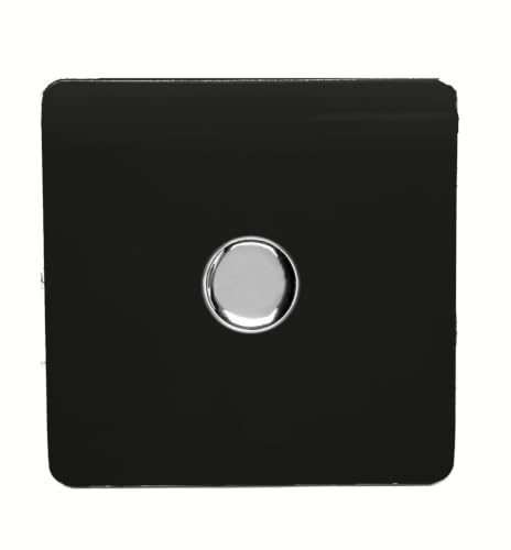 Trendi Artistic Modern Glossy Tactile 1 Gang 2 Way 120w LED Dimmer Switch Piano Black