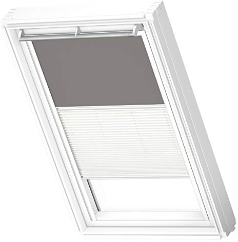VELUX Original Dachfenster Duo Verdunkelungsrollo für M08, Grau, mit weißer Führungsschiene