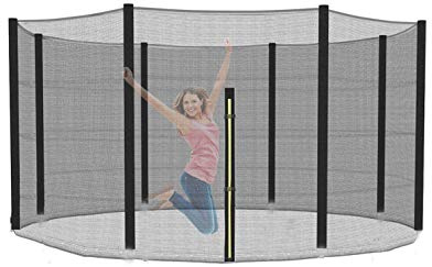 XIUWOUG Sicherheitsnetz Ersatznetz für Trampolin Ø 244 305 366 427 cm, Gartentrampolin Ersatznetz für 6/8 Stangen, Netz außenliegend, Ersatzteil reißfest, UV-beständig,Schwarz,306 cm（10FT）~6 stangen