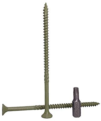 Marcopol (Pack of 40 pcs) Green Anti-corrosion Finish 5.0 x 100 mm Timber Decking Screws, Wood Screws, Torx Head, Type 17, Countersunk Head, Exterior Screw (40, 5.0 x 100 mm)