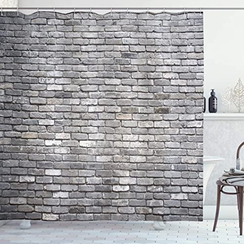 Duschvorhang 240x200 Mauer, Wasserdicht Anti Schimmel Duschvorhänge 3D Grau, Shower Curtains Waschbar mit 12 Ringe, Duschrollo für Badewanne, Dusche Badezimmer