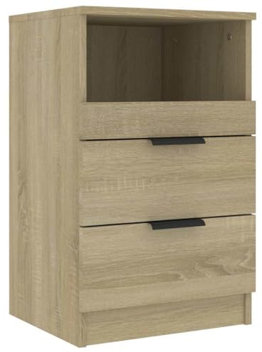 vidaXL Mesita de Noche Aparador Armario Auxiliar Cama Dormitorio Habitación Organizador Decorativa Almacenaje Madera Contrachapada Color Roble Sonoma
