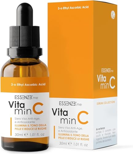 Essenze - Gesichtsserum Vitamin C 30 ml - Anti-Falten, aufhellend und schmutzabweisend - feuchtigkeitsspendend und straffend - empfindliche und revitalisierte Haut - schnelle Absorption
