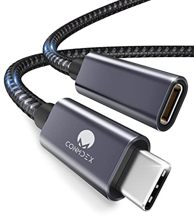 CONMDEX USB C Verlängerung 0.3m USB 3.2 Kabel TypC Stecker auf Buchse Verlängerungskabel 10Gbit/s,5A/100W,4K Video/Audio Sync-Extender Kompatibel mit PSVR2,M1 M2 Max MacBook,Galaxy S23/S22,Pad Mini