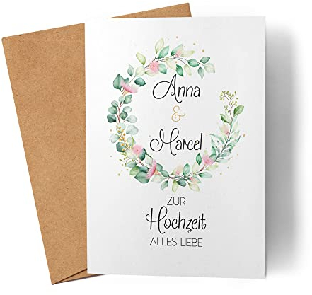 Kiddle-Design Hochzeitskarte Personalisiert Karte Hochzeit Glückwunsch mit Namen Brautpaar Glückwunschkarte Glückwünsche zur Hochzeit