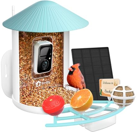NETVUE Birdfy Pro Lite Vogelhaus mit Kamera, Vogelfutterstation med Kamera & DIY Multifunktionsständer, Futterstationen für Wildvögel, Vogelfutterspender med Meisenknödelhalter, Wasser/Gelee Feeder