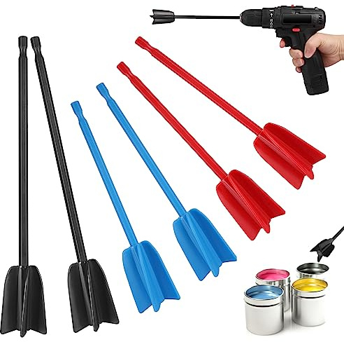 Zocipro 6Pcs Mezclador Pintura, Accesorio Mezclador de Epoxi Reutilizable para Cualquier Taladro de 1/4, para Taladro Herramienta Mezcladora para Mezclar Resina Epoxi Pintura Esmalte