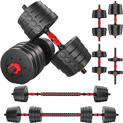 AJUMKER 30 kg Kurzhanteln, Langhantel-Set, verstellbare Hanteln, Langhantel-Set, verstellbares Hebe-Trainingsset für Männer und Frauen, Körpertraining, Zuhause, Fitnessstudio, Zuhause