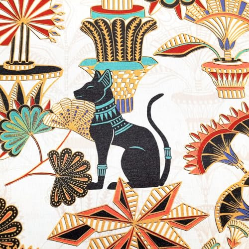 Stoff Meterware Baumwolle Ägypten Osiris Bastet Katze ägyptisch Dekostoff Baumwollstoff Digitaldruck Anubis edel Vorhangstoff