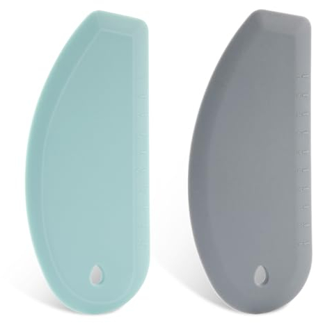 2pz Raschietti per Impasto Tarocco di Silicone, 17,2x7,7cm Raschietto per Ciotola Multifunzione Tagliapasta Spatola in Silicone Gadget da Cucina per Cuocere Torte Pane Pizza (Grigio + Verde)