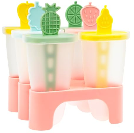 Eisformen Silikon, 6 Eisformen Eis am Stiel, DIY Ideen Eiscreme Formen,Eisförmchen BPA Frei, Popsicle Formen Set mit Sticks und Tropfschutz