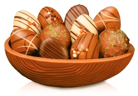 Pralinenbote Genussmanufaktur – Schoko-Osternest mit 10 handgefertigten Pralinen deutscher Chocolatiers, das alkoholfreie Pralinen Geschenk zu Ostern