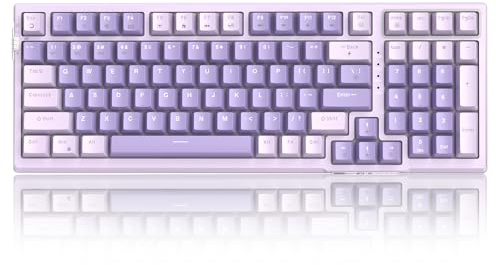 MageGee SKY98 Wireless Gasket Mechanical Gaming Keyboard, 96% Hot Swappable RGB Custom Creamy Keyboard with 5-Layer Sound Padding, BT/2.4G/USB-C, NKRO for Win/Mac (Lavender, Violet Switch)