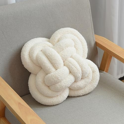champracer Knotenkissen, geflochtenes Seitenschläferkissen, Knoten Kopfkissen Geknotetes Dekoratives Kissen, Dekoratives Kissen für Sofa, Bett, Dekorativ, Knotenkissen (weiß)