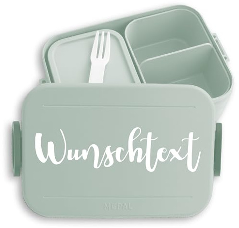 Kinder Bento Box Midi Lunchbox für Mepal Bentobox - Dein Wunschtext in Schreibschrift | Name Text Personalisiert - 900 ml - Sage Grün - brotbox teenager mädchen individualisierbar brotdose