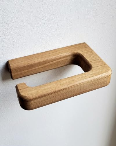Toilettenpapierhalter aus massivem Eichenholz, Design, einfache und stabile Montage (kein Kleben!), Made in Germany, Scandi, minimalistisch, nachhaltig, edel, Badezimmer, Bad, Gäste-WC, Klopapier