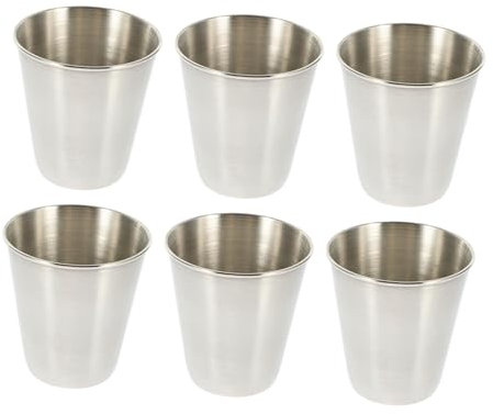 Garneck 12 Stück Edelstahl Weinglas Stahl Trinkbecher Isoliert Reise Kaffeebecher Isoliert Kaffeebecher Party Bierbecher Bierbecher Mini Bierkrüge Schnapsbecher Becher Silber