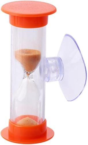Sanduhr aus Kunststoff, 3 Minuten, Sanduhr mit Saugnapf, Zahnbürsten-Zeiterinnerung, Timer für Klassenzimmer, Zuhause (Orange)