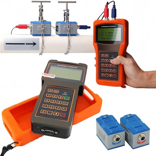 SAIYERUS Ultrasonic Flow Meters Flowmeter with TUF/HT-2000H Standard Clamp/High Temperature Clamp Ultrasonic Liquid Flow Meter Tester Pipe Diameter DN15 to 6000mm Temperature -30 to 160℃,TS2