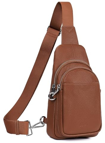 befen Genuine Leather Cross Body Bags for Women RFID Phone Bags for Women Crossbody Brown Sling Bag for Ladies Small Chest Bag for Girls Travel