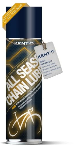 KENT BIKE All Season Chain Lube – Universelles Kettenschmiermittel für jedes Wetter – PTFE- Schutzschicht gegen Wasser & Schmutz – Reduziert Reibung & Verschleiß – Sprühdose mit Easy Straw