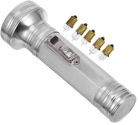 Hemobllo Torcia Resistente ed Elegante Argento Vintage Portatile Stile Anni 80 in Ferro per Performance e Fotografia a Tema Retrò