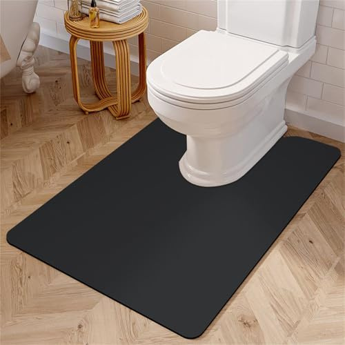 Treer WC-Vorleger mit Ausschnitt, Toiletten Vorleger für Stand Kieselgur WC U-förmig Badematte Teppich rutschfest Weich Waschbar für Freistehende Toiletten (Dunkelgrau,55 * 60cm)