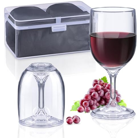 ecooe Vinglas plast to go, 200 ml modernt rödvinsglas vitt vin och champagneglas med plastlåda