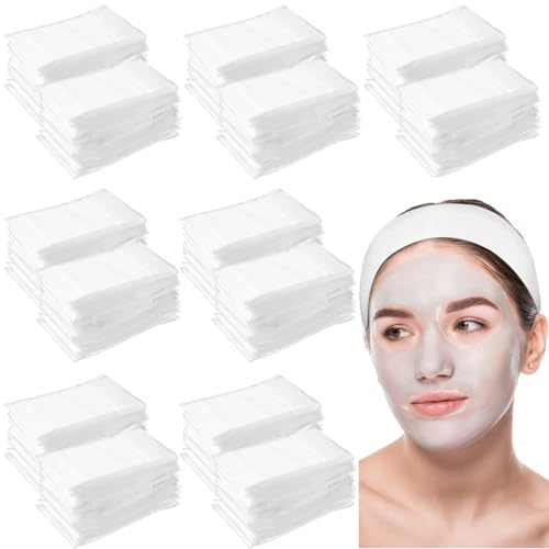 FYSUIMU Einweg-Stirnbänder mit praktischem Verschluss, Weiß, Stretch, Make-up, Haarbänder für Damen, Salons, 250 Stück