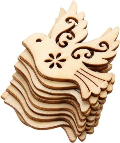 10 ornamenti in legno marrone colomba della pace artigianato casa albero di Natale decorazioni da appendere ornamenti decorativi da appendere ornamenti fai da te colomba della pace uccello regalo