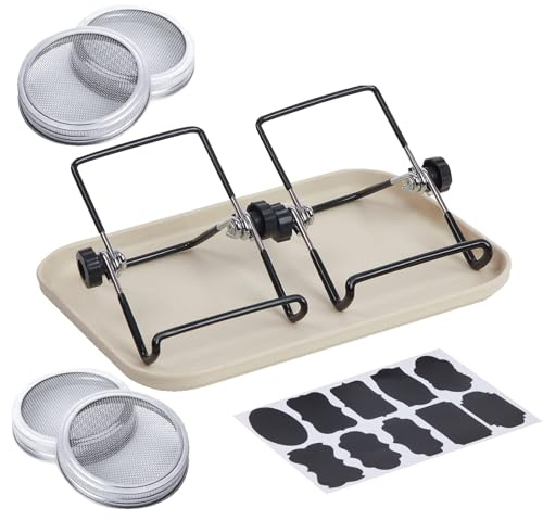 Generisch Sprossenglas Set, Keimgläser Mit Breiter Öffnung, Anzuchtset Mit Einmachgläsern, Keimung Mit Edelstahlhalter Und Tablett, Wachsendes Für Anfänger, Zum Keimen Und Wachsen Von Sämlingen