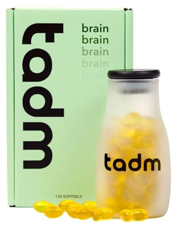 tadm Brain | Omega 3-6-9 Kapseln hochdosiert vegan | Schwarzkümmelöl, Algenöl, Hanföl, Walnussöl | 120 vegan Kapseln | Omega 3 Algenöl | Gehirn, Herz, Immunsystem Unterstützung | Made in Germany