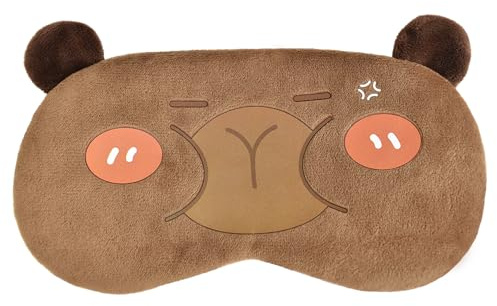 VerteLife Schlafmaske Capybara Augenmasken Cartoon Animal Eyeshade zum Schlafen, weiche Plüsch Augenbinde Neuheit Reise Augenschutz für Damen und Herren (Capybara,Zorn)