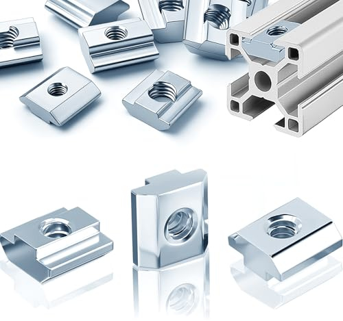 HXJDAM 60 piezas tuercas ranuradas M5 ranura 6, tuerca ranurada Item M5 tipo B 20x20, tuerca deslizante en T de acero al carbono para ranura de extrusión de perfil de aluminio 20, norma europea