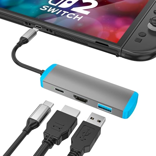 Adattatore da USB C a HDMI per Switch 2, Docking Station Switch 2 con porta HDMI 4K a 60Hz, porta di tipo C, porta USB 3.0, ricambio per dock ufficiale Switch 2