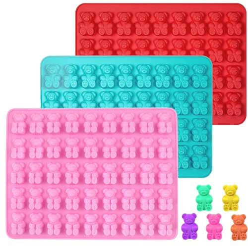 WUBAYI Silikon Gummibärchen Formen 21.8 x 15.5 cm 3 Stück Lebensmittelqualität Hitzebeständig Perfekt für die Herstellung von Süßigkeiten, Schokolade, Gummibärchen, Gelees, Kuchendekorationen