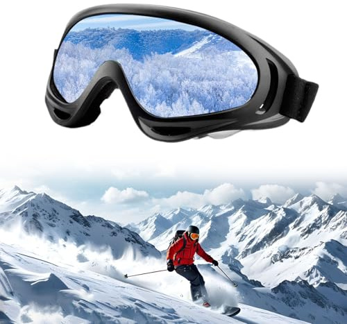 Cerioll Occhiali Sci Uomo&Donna,Maschera da Sci Donna,Occhiali da Motocross Maschere Snowboard Protezione Anti-Nebbia,Maschera Sci Casco Compatibile,per attività All'aperto,Motociclismo,Sci,Unisex
