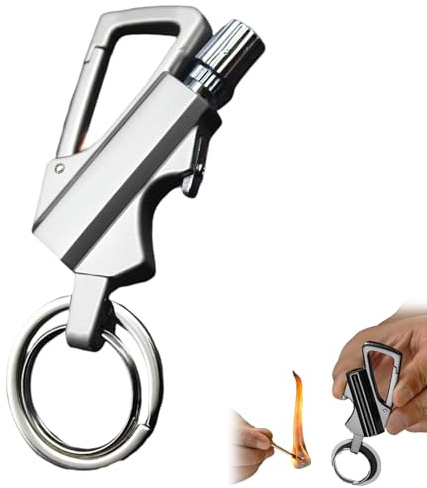 Permanent Match Infinity Lighter, with Multitool Keychain Bottle Opener, Waterproof Matches, Reusable Keychain Lighter, Camping Tool, for Outdoor Survival, for Men Gifts (Silver)