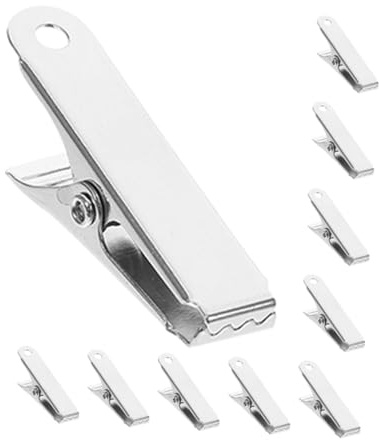 Warmhm Lot de 10 Pinces Crocodiles Métalliques Mini Argentées pour Sécuriser Câbles et Fils, Clips Portables pour Projets DIY et Usage Domestique