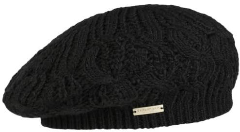 Seeberger Uni Strickbaske Winterbaske Damenbaske Baskenmütze Damen - mit Futter Herbst-Winter Winter