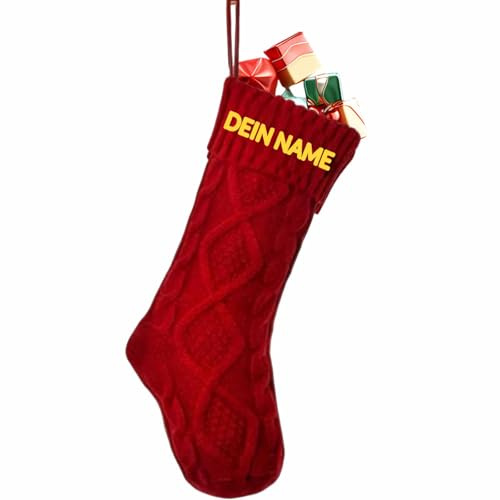 Generisch Weihnachtsstrumpf mit Namen 46cm Große Nikolausstrumpf Personalisiert Weihnachtssocken zum Aufhängen, Christmas Stocking zum Befüllen, Familie Weihnachtsstrümpfe für Party Weihnachtsdeko