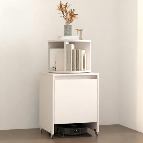 WNYAILLL Mueble con Ruedas para Robot Aspirador, Mueble de Almacenamiento de Madera, Armario Oculto con Ruedas para Aspiradora para Salón y Cocina, para Cambio de Agua(Grey,50 * 50 * 100cm)