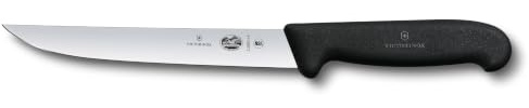 Victorinox Fibrox Tranchiermesser, Scharfes Küchenmesser für Fleisch und Geflügel, 18 cm, Gerade Klinge, Schmal, HACCP geeignet, Rutschfest, Schwarz