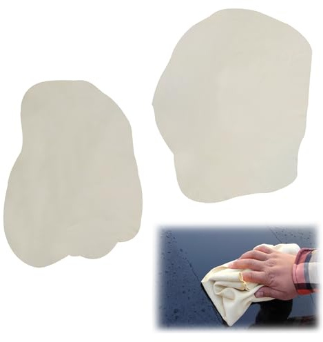 SRVAXZN 2 Stück Fensterleder, Autoleder 70 x 50 cm + 60 x 40 cm Fensterleder Echt Leder Auto Autoledertuch Super Saugfähig Weiche Reinigungstuch für Autopflege Spiegel Fenster Glas