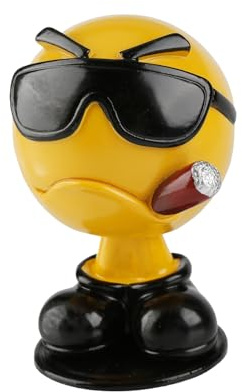 Tabanzhe Funny Car Bobblehead Emoji, Dashboard Decor Shaking Head Nodding Doll, Cute Car Interior Ornament Emoticon Decoration, Fun Gift for Men WomenFriends Birthday Christmas(Style A)