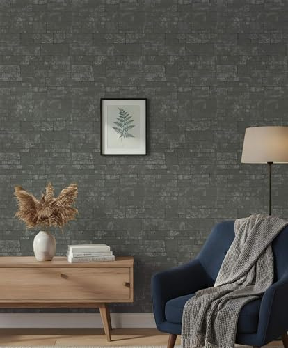 marburg Papel pintado efecto piedra antracita para salón dormitorio fabricado en Alemania 10,05 x 0,53 m