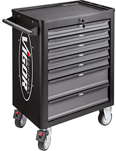 Vigor Workshop Trolley Series L V1901 | Empty | Load Capacity per Drawer: 25 kg | Handle Allows Easy Manoeuvring | Weight Trolley: 72 kg
