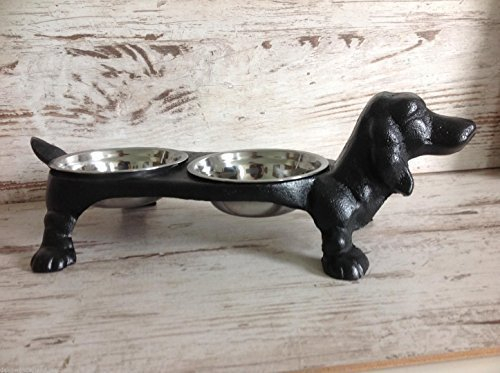 Perros napf Comedero para animales Forro Carcasa napf perro Hierro Fundido Doble forro Escudilla para perros